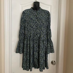 Michael Kors Floral Print Long Sleeve Dress in Multicolor. Size L.